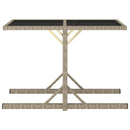 vidaXL bézs üveg és polyrattan kerti asztal 110 x 53 x 72 cm