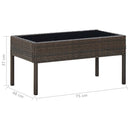 vidaXL barna polyrattan kerti asztal 75 x 40 x 37 cm