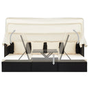 vidaXL fekete polyrattan kerti napozóágy tetővel