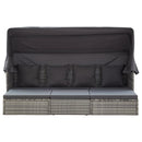 vidaXL szürke polyrattan kerti napozóágy tetővel