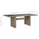vidaXL barna üveg és polyrattan kerti étkezőasztal 200 x 100 x 74 cm