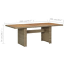 vidaXL barna polyrattan kerti étkezőasztal 200 x 100 x 74 cm