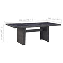 vidaXL barna üveg és polyrattan kerti étkezőasztal 200 x 100 x 74 cm