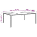 vidaXL szürke polyrattan és edzett üveg kerti asztal 200 x 150 x 75 cm