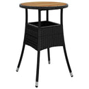 vidaXL fekete akácfa és polyrattan kerti asztal Ø60 x 75 cm