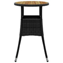vidaXL fekete akácfa és polyrattan kerti asztal Ø60 x 75 cm