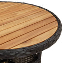 vidaXL fekete akácfa és polyrattan kerti asztal Ø60 x 75 cm