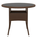 vidaXL barna polyrattan és edzett üveg kerti asztal Ø 80 x 75 cm