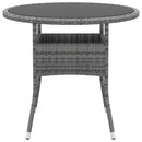 vidaXL szürke polyrattan és edzett üveg kerti asztal Ø80 x 75 cm