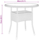 vidaXL szürke polyrattan és edzett üveg kerti asztal Ø80 x 75 cm