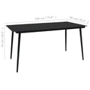 vidaXL fekete acél és üveg kerti étkezőasztal 190 x 90 x 74 cm