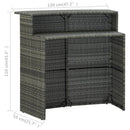 vidaXL szürke polyrattan kerti bárasztal 120 x 55 x 110 cm