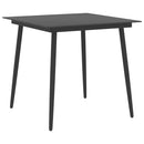 vidaXL fekete acél és üveg kerti étkezőasztal 80 x 80 x 74 cm