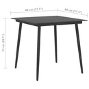 vidaXL fekete acél és üveg kerti étkezőasztal 80 x 80 x 74 cm
