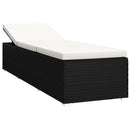 vidaXL 3 részes fekete polyrattan kerti napozóágy szett asztallal