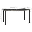 vidaXL szürke polyrattan kerti étkezőasztal 140 x 70 x 73 cm