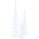 vidaXL kék fényű LED-es akril díszfénykúpszett 30/45/60 cm