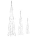 vidaXL kék fényű LED-es akril díszfénykúpszett 60/90/120 cm