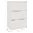vidaXL 2 db fehér tömör fenyőfa éjjeliszekrény 40 x 29,5 x 64 cm
