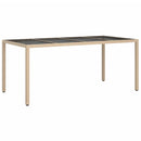 vidaXL bézs szürke polyrattan és edzett üveg kerti asztal 190x90x75 cm