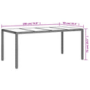 vidaXL bézs szürke polyrattan és edzett üveg kerti asztal 190x90x75 cm