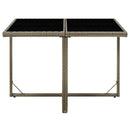 vidaXL szürke polyrattan és üveg kerti asztal 109 x 107 x 74 cm