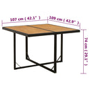 vidaXL fekete polyrattan és tömör akácfa kerti asztal 109x107x74 cm