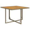 vidaXL bézs polyrattan és tömör akácfa kerti asztal 109 x 107 x 74 cm