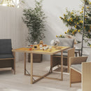 vidaXL bézs polyrattan és tömör akácfa kerti asztal 109 x 107 x 74 cm