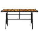 vidaXL fekete polyrattan és tömör akácfa kerti asztal 130 x 70 x 72 cm