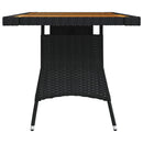 vidaXL fekete polyrattan és tömör akácfa kerti asztal 130 x 70 x 72 cm