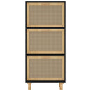 vidaXL fekete szerelt fa és természetes rattan cipőszekrény 52x25x80cm