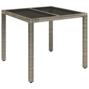 vidaXL szürke polyrattan üveglapos kerti asztal 90 x 90 x 75 cm