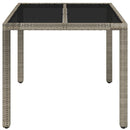 vidaXL szürke polyrattan üveglapos kerti asztal 90 x 90 x 75 cm