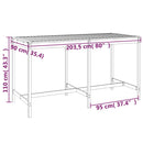 vidaXL tömör fenyőfa kerti asztal 203,5x90x110 cm