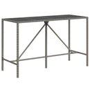 vidaXL szürke polyrattan üveglapos bárasztal 180 x 70 x 110 cm