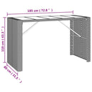 vidaXL fekete polyrattan üveglapos bárasztal 185 x 80 x 110 cm