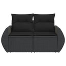 vidaXL 2 személyes fekete polyrattan kerti kanapé párnával