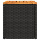 vidaXL 2 db fekete polyrattan és tömör fa kerti kisasztal 55x34x37 cm