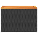 vidaXL 2 db fekete polyrattan és tömör fa kerti kisasztal 55x34x37 cm