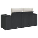 vidaXL 2 személyes fekete polyrattan kerti kanapé párnával