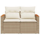 vidaXL 2 személyes bézs polyrattan kerti kanapé párnával