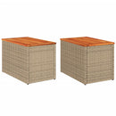 vidaXL 2 db bézs polyrattan és tömör fa kerti kisasztal 55x34x37 cm
