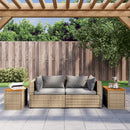 vidaXL 2 db bézs polyrattan és tömör fa kerti kisasztal 55x34x37 cm
