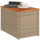 vidaXL 2 db bézs polyrattan és tömör fa kerti kisasztal 55x34x37 cm