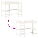 vidaXL fehér tömör fenyőfa galériaágy íróasztallal 90 x 190 cm