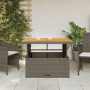 vidaXL szürke polyrattan és akácfa kerti asztal 110 x 110 x 71 cm