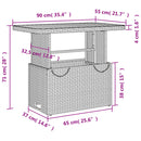 vidaXL fekete polyrattan és akácfa kerti asztal 90 x 55 x 71 cm