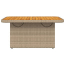vidaXL bézs polyrattan és akácfa kerti asztal 90 x 55 x 71 cm