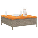 vidaXL szürke polyrattan és akácfa kerti asztal 70 x 70 x 25 cm